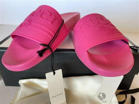 gucci women's pursuit rubber slide sandals - pink size 5